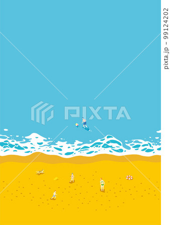 素材_背景_海_波打ち際_縦_家族 素材_背景_海_波打ち際_縦_家族 99124202