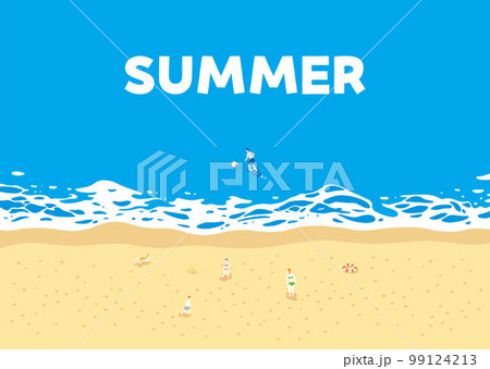 素材_背景_海_波打ち際_横_青_家族_summer 99124213