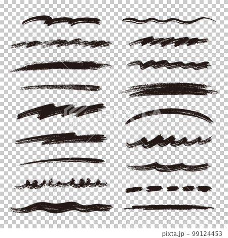 白黒の筆書き・手書きライン素材のセット 白黒の筆書き・手書きライン素材のセット 99124453
