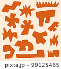 Set of abstract orange shapes doodle style, vector illustration isolated on light background. Decorative design elements collection, geometric, ornament 99125465