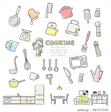 キッチンアイコンのセット 手描き キッチンアイコンのセット 手描き 99125588
