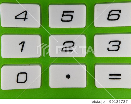 Close up number on a green calculator. Background and textured. Close up number on a green calculator. Background and textured. 99125727
