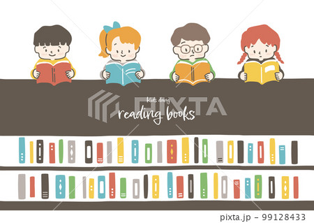 読書をする子供たち(イラストセット) 読書をする子供たち(イラストセット) 99128433