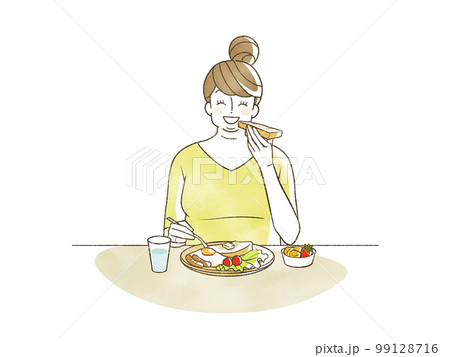 食事をしている肥満女性 食事をしている肥満女性 99128716