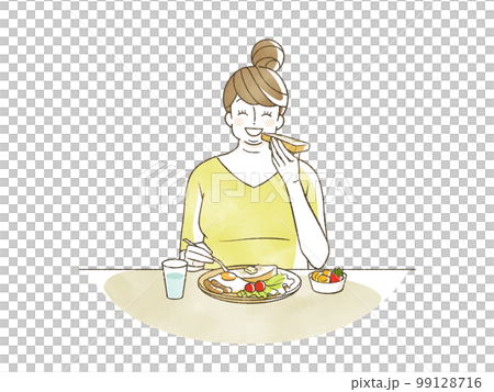 食事をしている肥満女性 食事をしている肥満女性 99128716