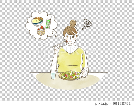 物足りない食事をしている肥満女性 99128791