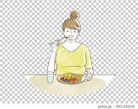 フルーツを食べている肥満女性 99128826