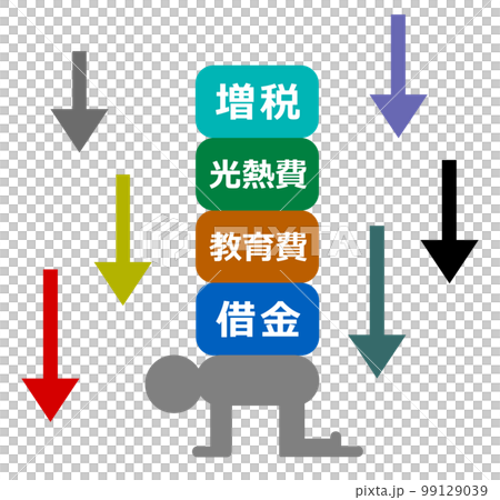 重荷を背負い潰れそうな人物イラストのイラスト素材 [99129039] - PIXTA