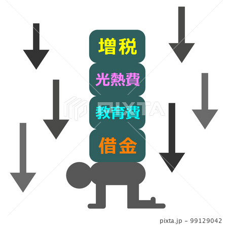 重荷を背負い潰れそうな人物イラスト 99129042
