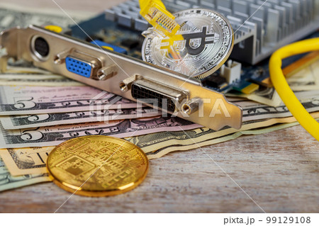 Graphic card internet wire bitcoin Coin rendering engine cryptocurrency dollars Graphic card internet wire bitcoin Coin rendering engine cryptocurrency dollars 99129108