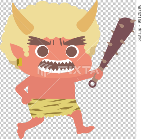 A red ogre chasing after with a metal stick A red ogre chasing after with a metal stick 99129296