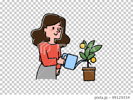 お金のなる木を育てている女性　投資や生活設計で資産を残すイラストセッ 99129334