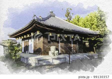 水彩画風　大安寺　護摩堂　奈良県奈良市 99130357