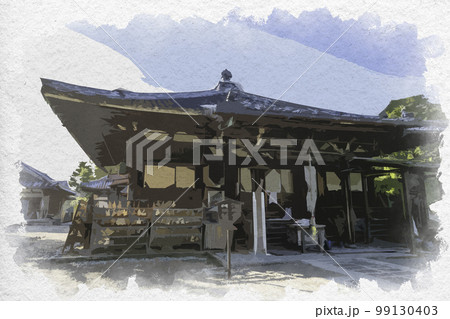 水彩画風　大安寺　本堂　奈良県奈良市 99130403