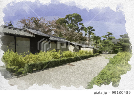 水彩画風 中宮寺 境内 奈良県生駒郡斑鳩町 水彩画風 中宮寺 境内 奈良県生駒郡斑鳩町 99130489