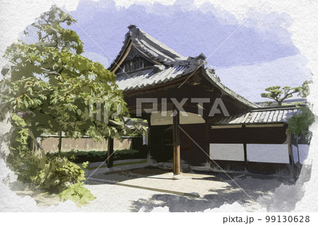 水彩画風 中宮寺 表御殿 奈良県生駒郡斑鳩町 水彩画風 中宮寺 表御殿 奈良県生駒郡斑鳩町 99130628