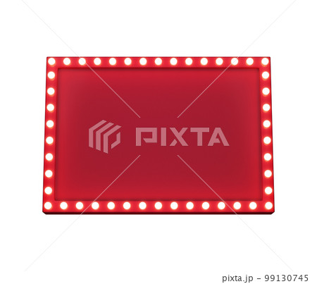 3d retro red signboard with glowing yellow light bulb . Concept of billboard design for cinema, casino, marquee or nightclub . 3d high quality render 3d retro red signboard with glowing yellow light bulb . Concept of billboard design for cinema, casino, marquee or nightclub . 3d high quality render 99130745