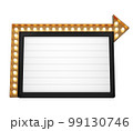 3d retro black and gold signboard with glowing yellow light bulb . Concept of billboard design for cinema, casino, marquee or nightclub . 3d high quality render 99130746