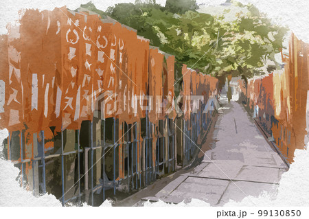 水彩画風　朝護孫子寺　境内　奈良県生駒郡平群町 99130850