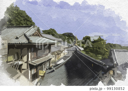 水彩画風　朝護孫子寺　境内　奈良県生駒郡平群町 99130852