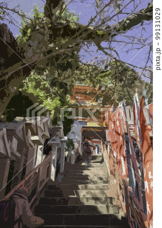 水彩画風 朝護孫子寺 玉蔵院 奈良県生駒郡平群町 水彩画風 朝護孫子寺 玉蔵院 奈良県生駒郡平群町 99131029