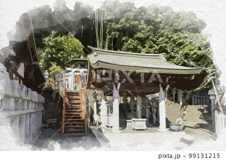 水彩画風 朝護孫子寺 水かけ不動尊 奈良県生駒郡平群町 水彩画風 朝護孫子寺 水かけ不動尊 奈良県生駒郡平群町 99131215