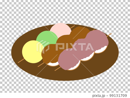 茶色いお盆に乗ったお団子のイラスト 99131709