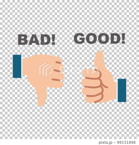 Illustration of a hand making a good bad sign 99131898