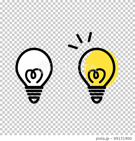 Illustration of a light bulb glowing with a flashing image 99131900