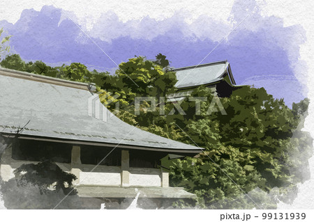 水彩画風　朝護孫子寺　本堂　奈良県生駒郡平群町 99131939