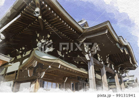 水彩画風　朝護孫子寺　本堂　奈良県生駒郡平群町 99131941