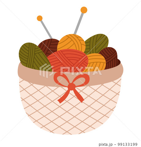 Yarn basket. Knitting tool. Hobby time, handmade things Yarn basket. Knitting tool. Hobby time, handmade things 99133199