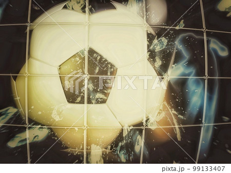 サッカーの概念でボールを蹴ってゴールを決める3dイラスト サッカーの概念でボールを蹴ってゴールを決める3dイラスト 99133407