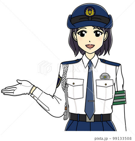 案内する白ワイシャツの女性警察官（上半身） 99133508