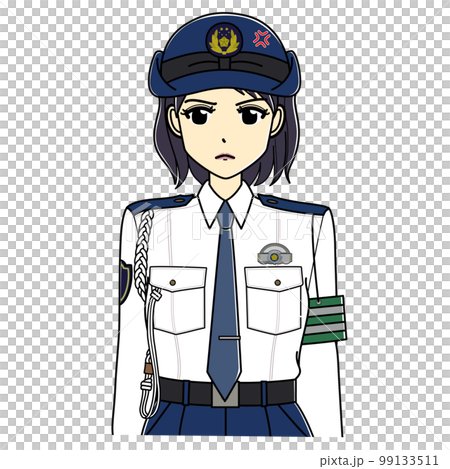 一臉憤怒表情的白襯衫女警官(上半身) 一臉憤怒表情的白襯衫女警官(上半身) 99133511