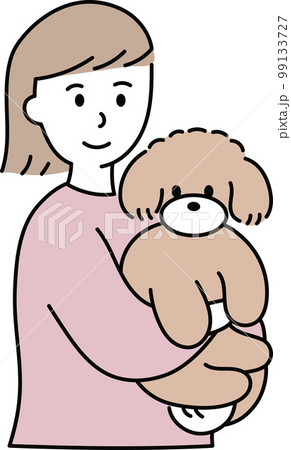 トイプードルを抱く女性 99133727