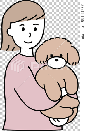 トイプードルを抱く女性 99133727