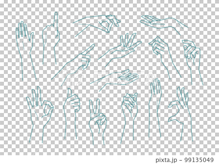 Hand illustration set Simple line drawing 99135049
