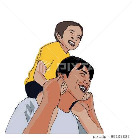 Riding on daddy's shoulders, Good father Good Son 99135882