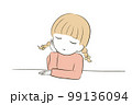 頬杖をついて考え事をする女の子 99136094