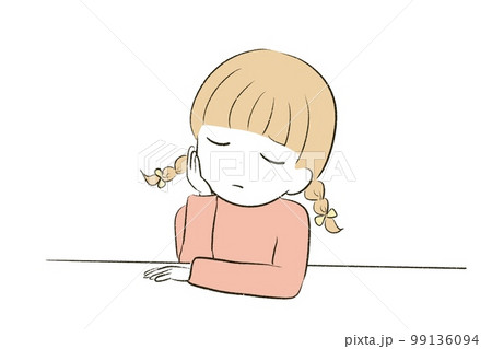 頬杖をついて考え事をする女の子 99136094