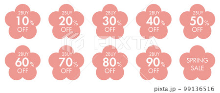 スプリングセールのセールラベル 　花　値下げ 99136516