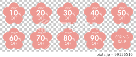 スプリングセールのセールラベル 　花　値下げ 99136516