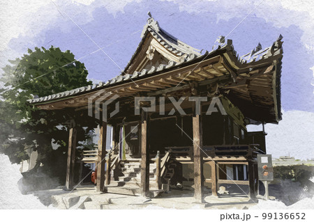 水彩画風 百済寺 本堂(大織冠) 奈良県北葛城郡広陵町 水彩画風 百済寺 本堂(大織冠) 奈良県北葛城郡広陵町 99136652