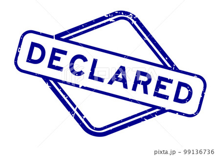 Grunge blue declared word rubber seal stamp on white background 99136736