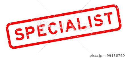 Grunge red specialist word square rubber seal stamp on white background 99136760