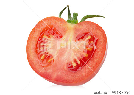 Half fresh juicy red tomato isolated on white background. File contains clipping path. Half fresh juicy red tomato isolated on white background. File contains clipping path. 99137050