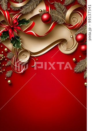 Happy New Year Christmas Red Background. Generative AI Happy New Year Christmas Red Background. Generative AI 99137341