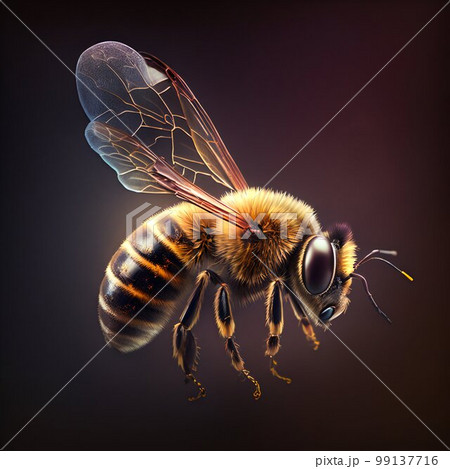 Honey bee isolated on background. Generative AI 99137716