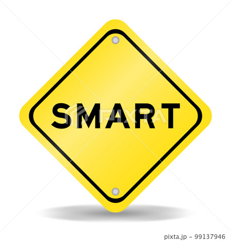 Yellow color transportation sign with word smart on white background Yellow color transportation sign with word smart on white background 99137946